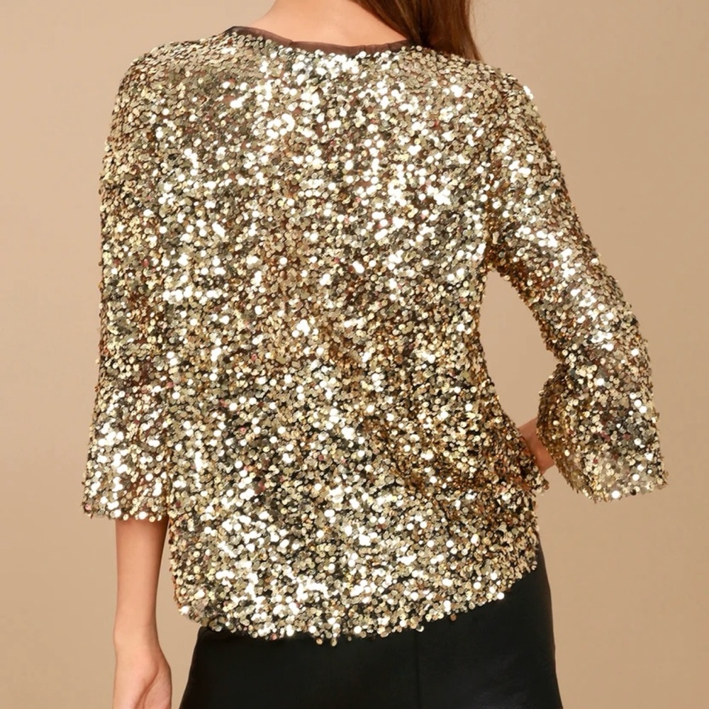 Lulu's Gold Sequin Blouse - Picture 2 of 4